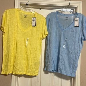 Polo Ralph Lauren v-neck light tshirts, (2) yellow/light blue